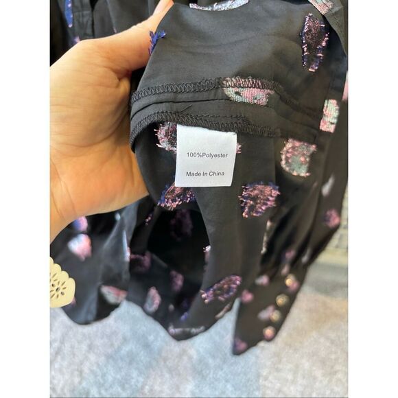 NWOT Tuckernuck Black and Blurred Dot Fil Coupe Corrigan Blouse, XXS $228 C20 - Picture 10 of 10